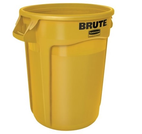 Rubbermaid® Brute 32 Gallon Round Vented Trash Can, Yellow EA