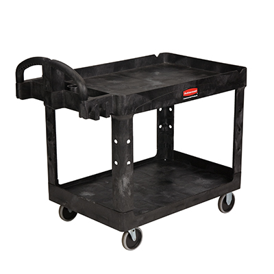 Rubbermaid® Heavy-Duty Utility Cart with 2 Lipped Shelves - Black, Large