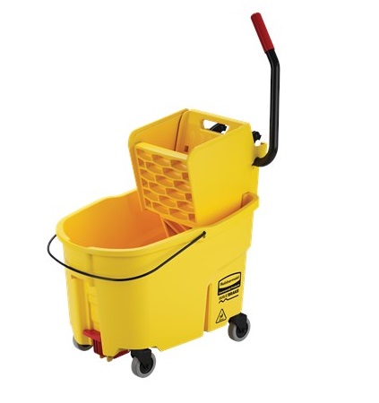 WaveBrake® Side Press Bucket and Wringer, Drain - 44 Quart, Yellow