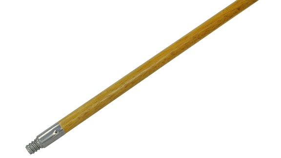 60" Wood Broom Handle, Metal Tip, 15/16", Lacquered