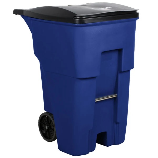 Rubbermaid Brute 95 Gallon Blue Wheeled Rectangular Trash Can with Lid