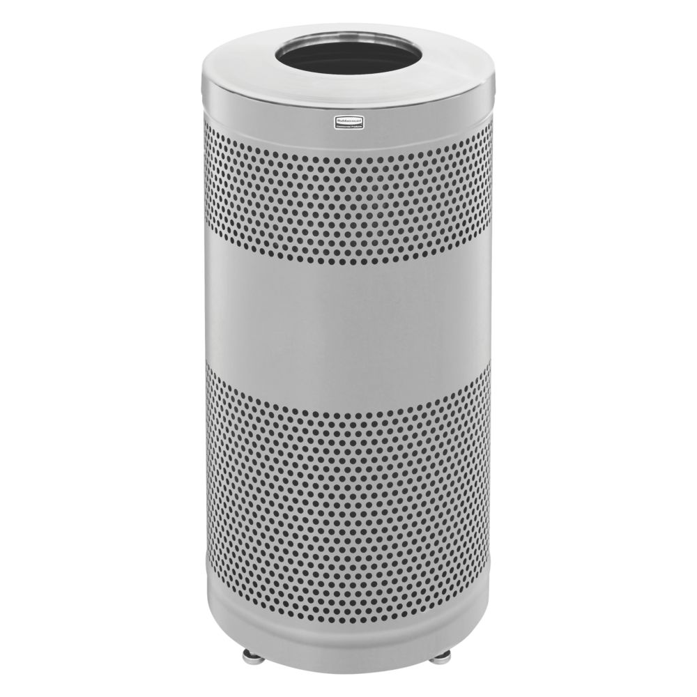 Rubbermaid® Commercial Classics 25 Gallon Perforated Round Open Top Receptacle Silver