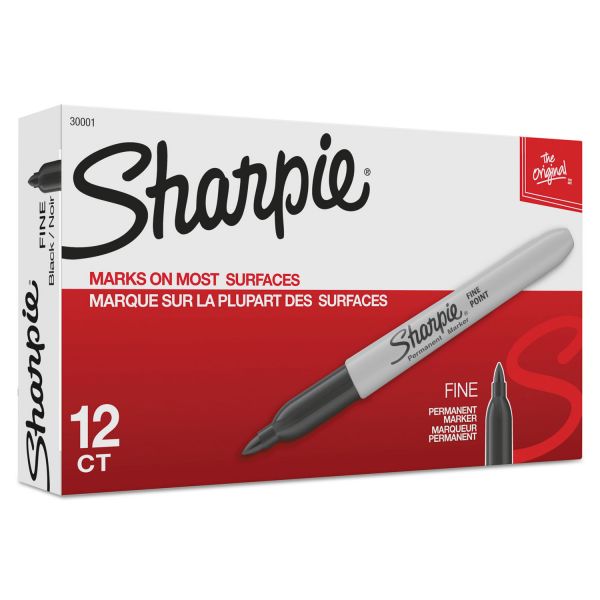 Sharpie® Fine Tip Permanent Marker - Black, 12 markers
