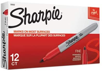 Sharpie® 30002 Red Fine Tip Permanent Marker 12/box
