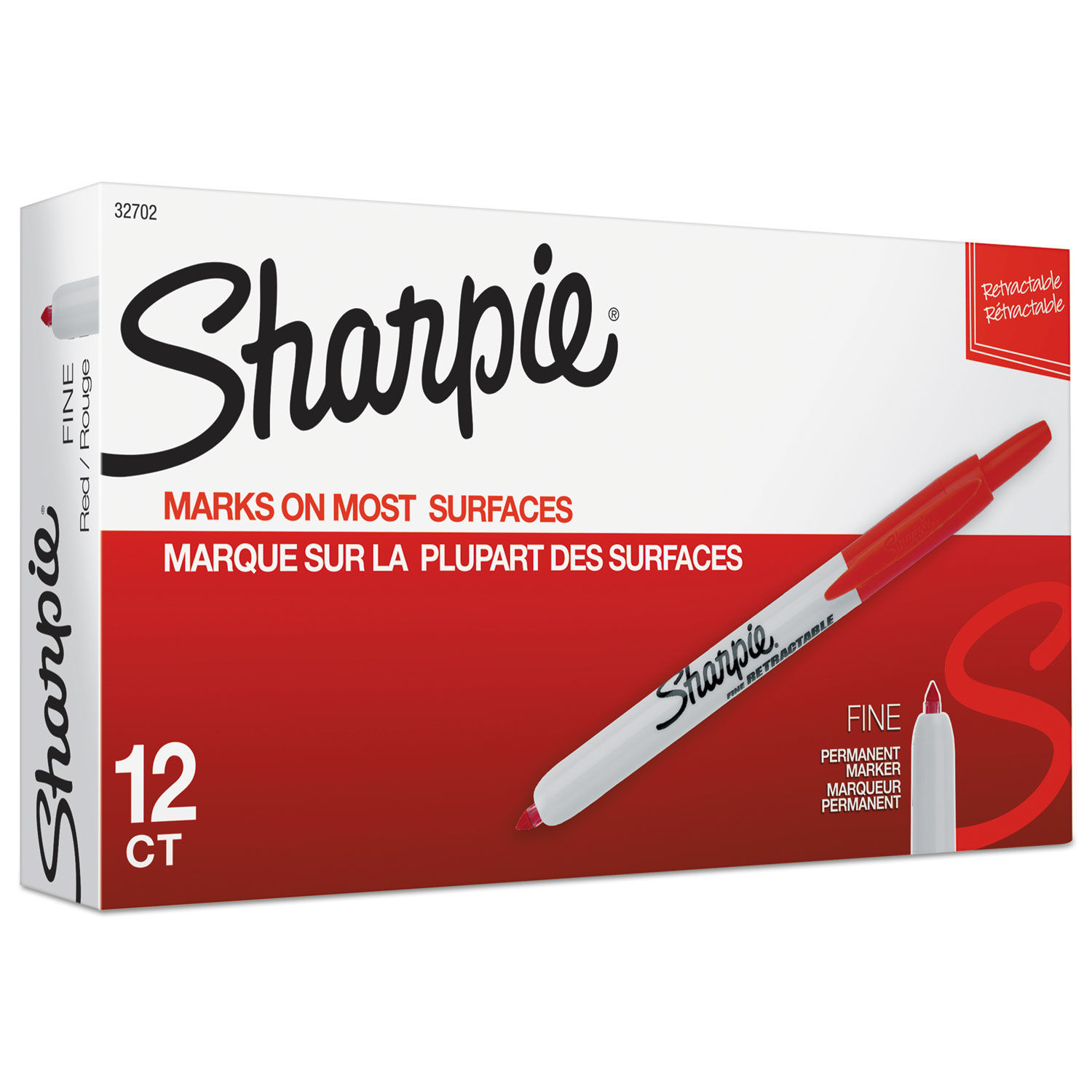 Sharpie® Retractable Permanent Marker - Red, 12 markers