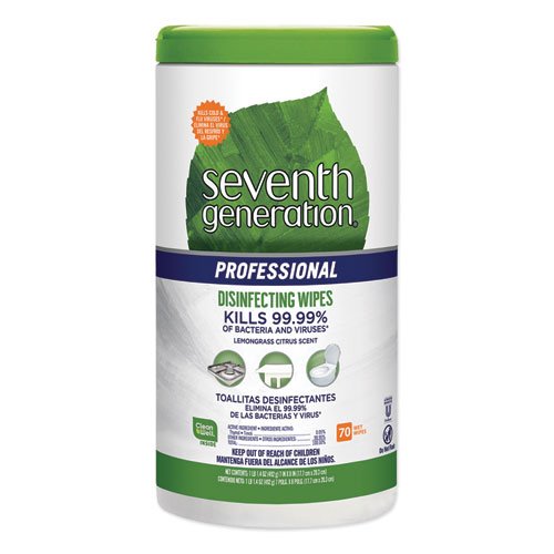 Seventh Generation 7" x 8" Pro Disinfecting Wipes SEV44753CT 70/canister 6 canisters/case