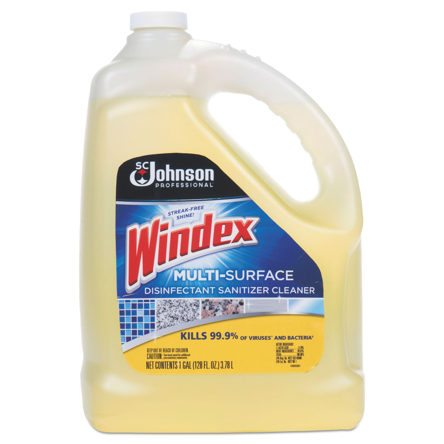 Windex Multi-Surface Disinfectant Cleaner - Lemon Scent, 1 Gallon, 4/Case