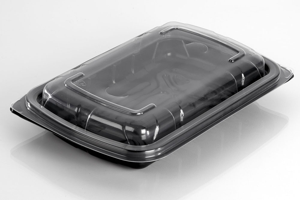 10.7” x 7.1” Half Slab of Ribs Black Base and Clear Lid Combo 180/case