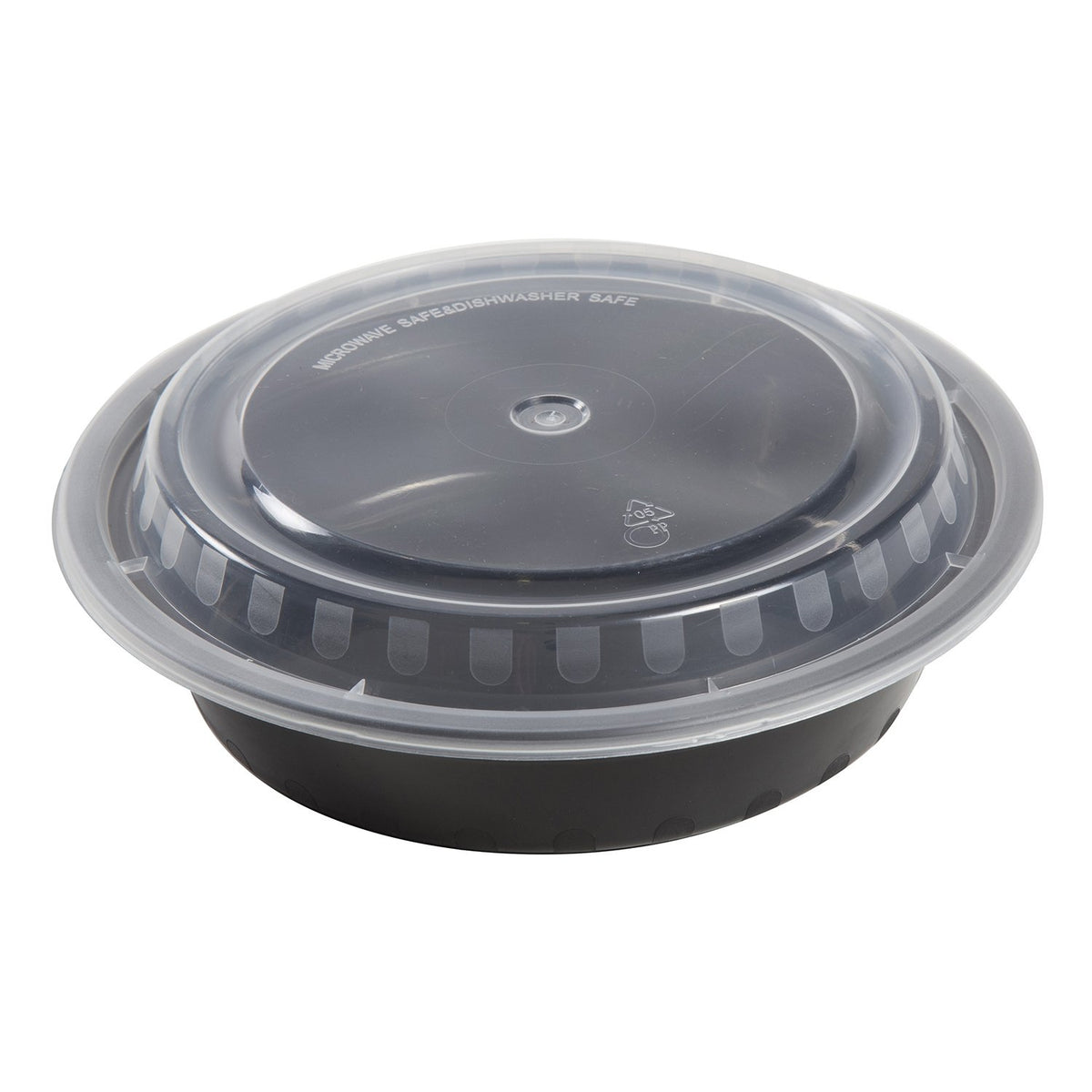 24oz Polypropylene Black Round To Go Containers With Clear Lid 150/case