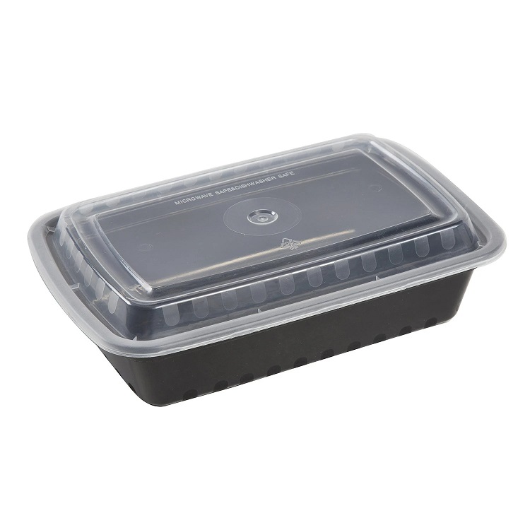 48 oz Black Round Polypropylene To Go Container With Clear Lid Combo 150/case