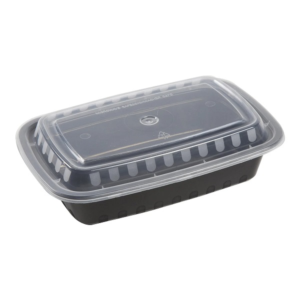 24 Oz Rectangle To Go Container Combo Black With Clear Top 150/case