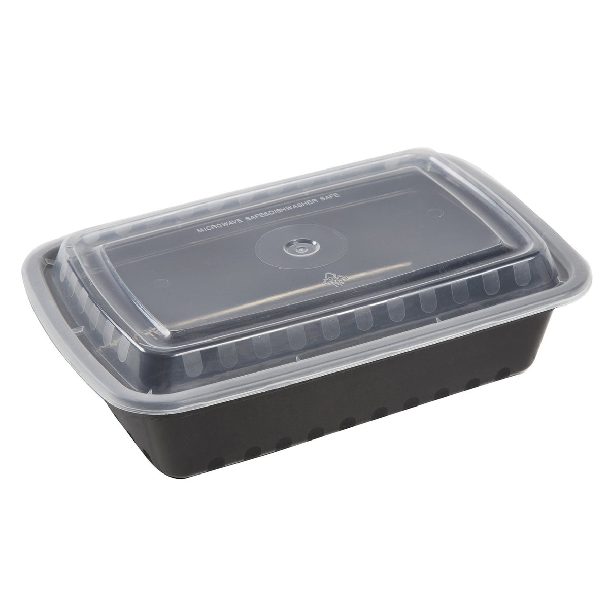 38oz Black Rectangle To Go Container With Clear Lid 150/case