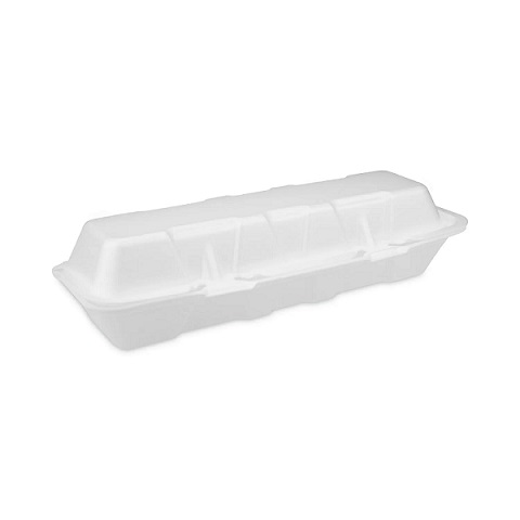 Foam Hinged Lid Containers, Dual Tab Lock Hoagie, 13 x 4 x 4, White, 250/case