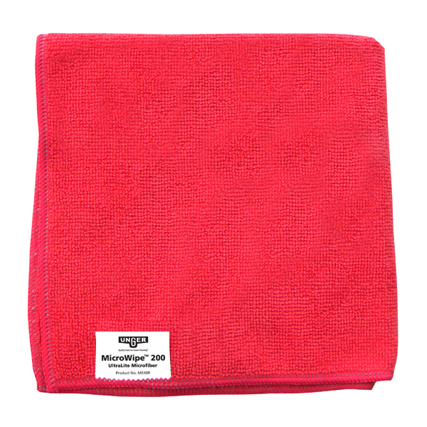 MicroWipe™ 200 UltraLite Microfiber Cloth - Red, 16