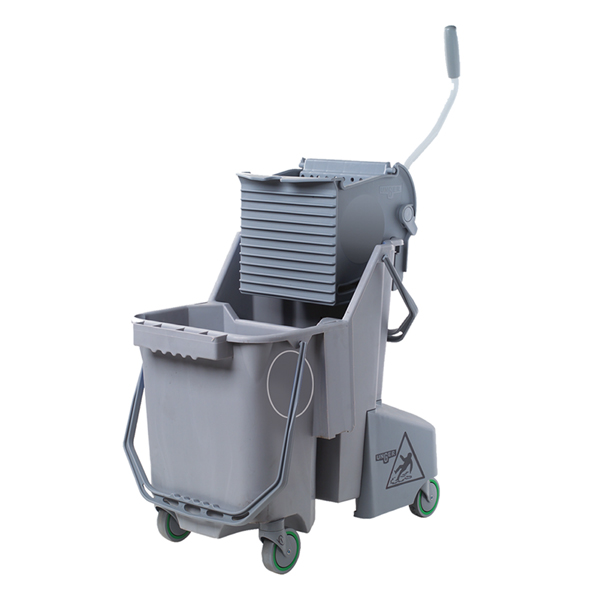 Dual Compartment Mop Buckets - Grey, 32 Quart