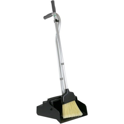 Unger Ergo Dust Pan with Broom, Metal, Black/Silver