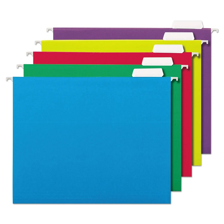 Deluxe Assorted Bright Color Hanging File Folders Letter Size 25/box