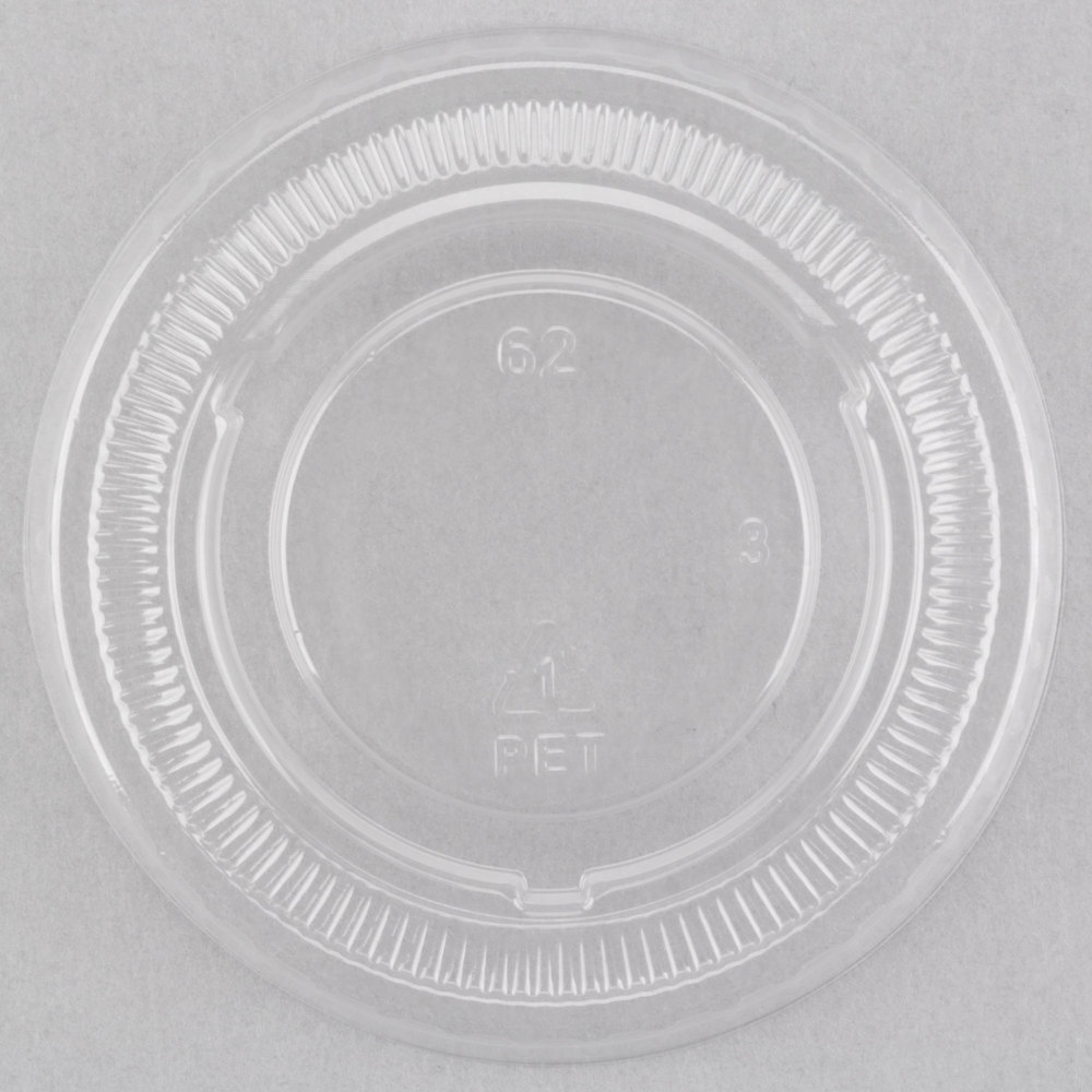 Clear Plastic Lid for 1.5 to 2.5 oz. Souffle Cup / Portion Cup - PET, 2500/Case